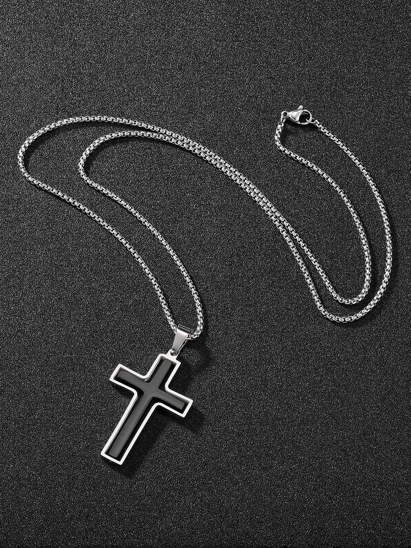 PiercingJ Cross Necklace Black Gold Silver Rotating Pendant Crucifix Necklaces For Him Men's Christmas Birthday Gift - Image 2